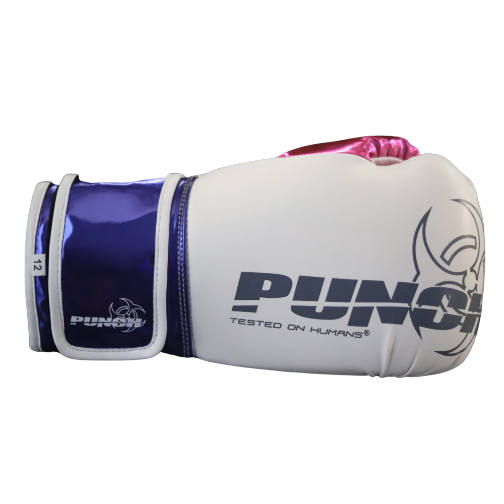 Punch Boxing Gloves - Metallic- 12oz - White|pink|purple