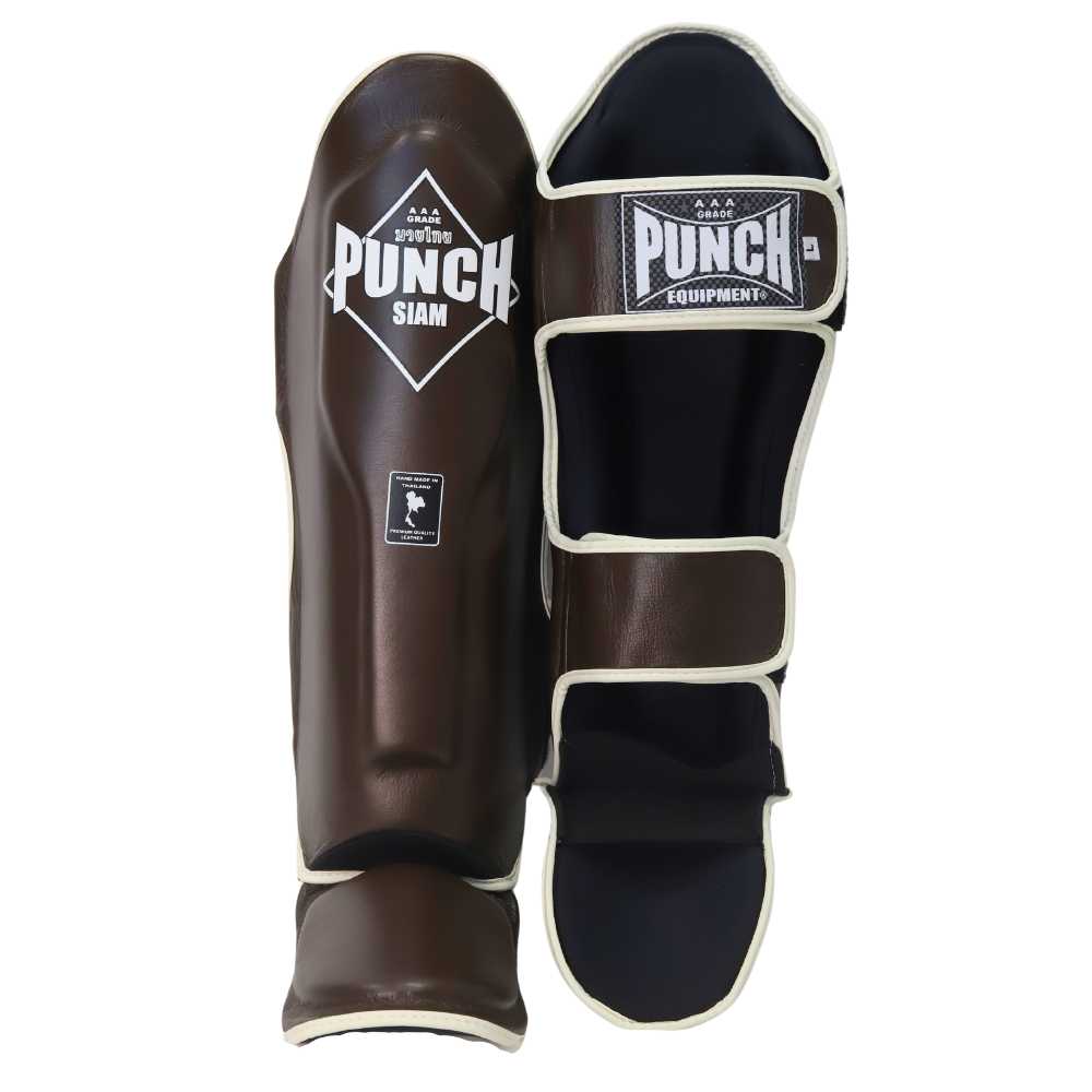 Punch Shin Pads - Siam - Leather - Chocolate