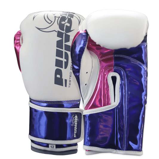 Punch Boxing Gloves - Metallic- 12oz - White|pink|purple