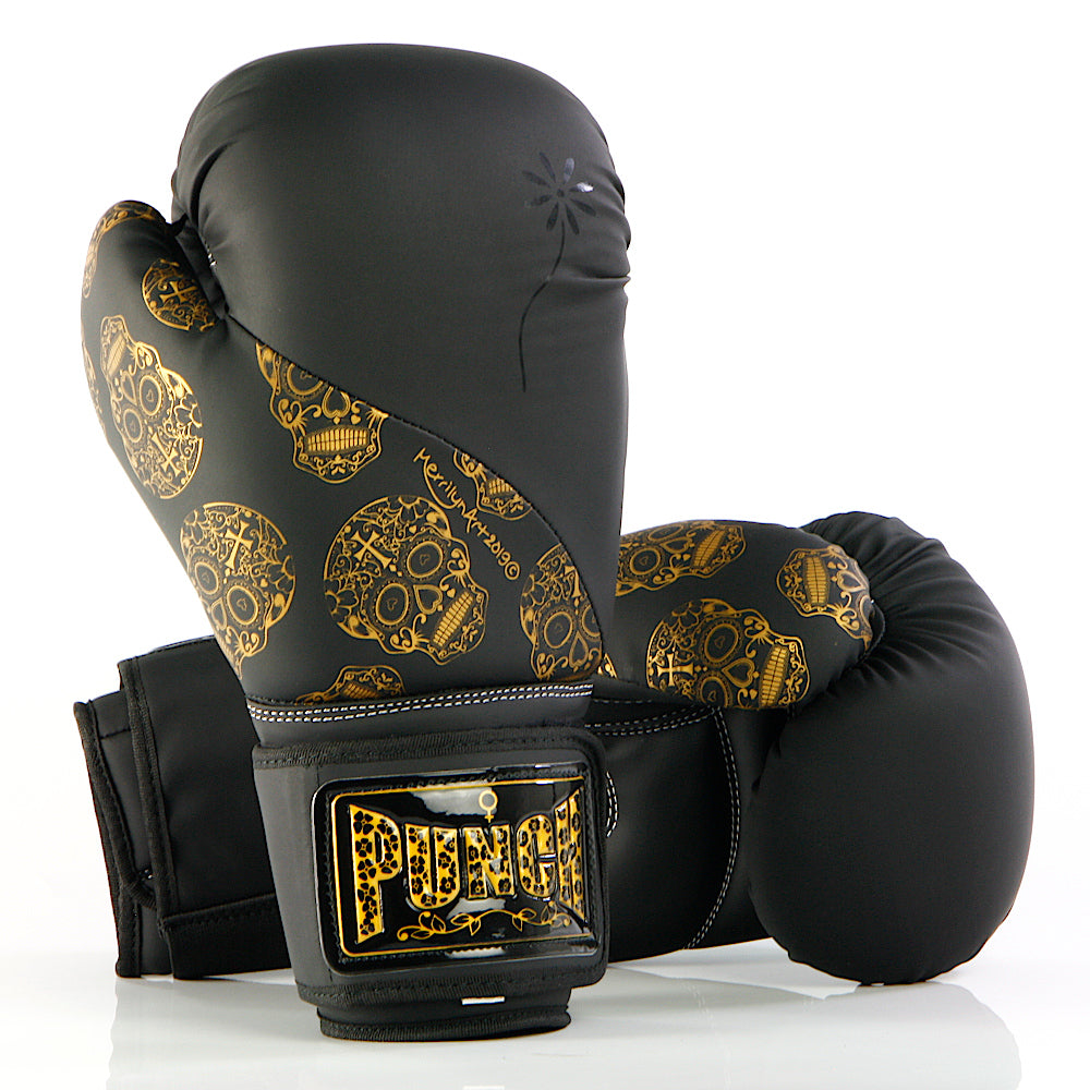 gold skulls boxing gloves