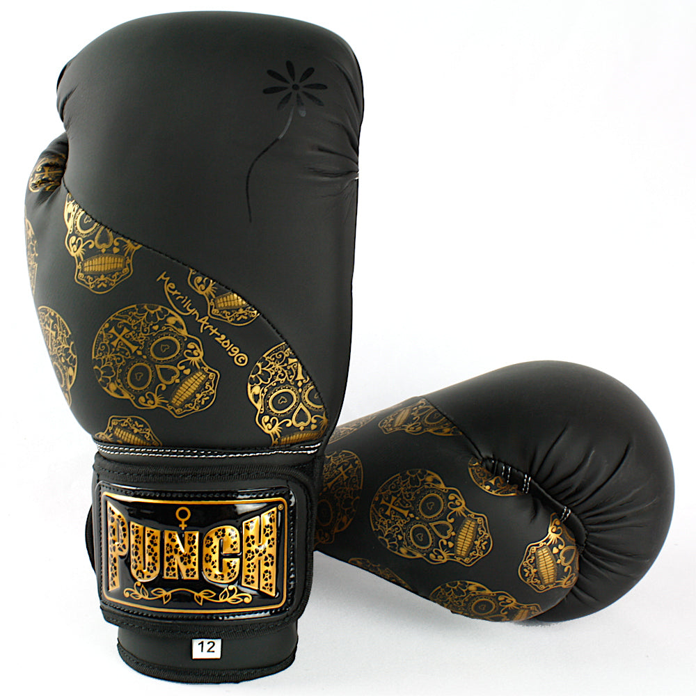 Punch Boxing Gloves - Urban Gold Skulls