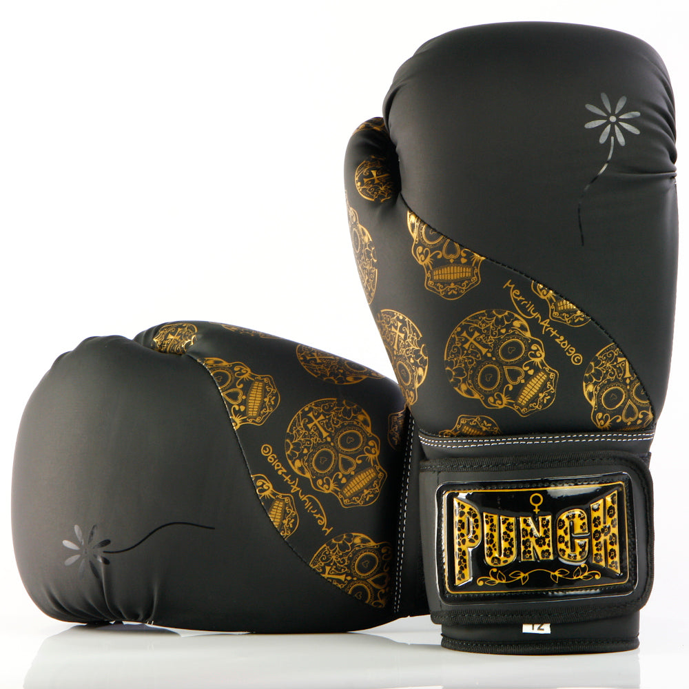 Punch Boxing Gloves - Urban Gold Skulls