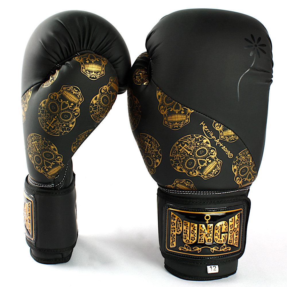 Punch Boxing Gloves - Urban Gold Skulls